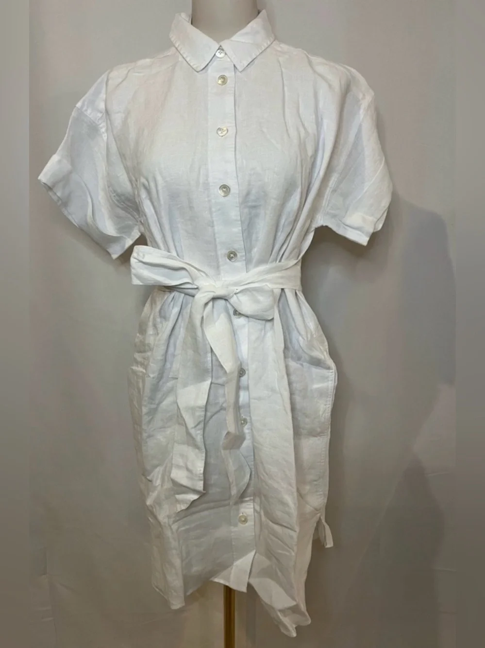 J.Crew Petite Capitaine Shirtdress in Linen White